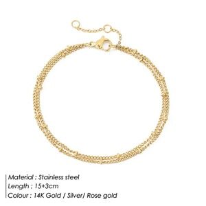 3/$35 14k Gold Plated Bracelet Double Ball Chain Stainless Steel Jewelry Gifts